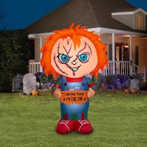 GEMMY 5ft Halloween Inflatable Airblown Childs Play Chucky Outdoor Decoration